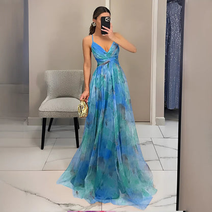 Rose - Robe longue à motif floral